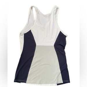 Athleta XS Seamless Tank Top, Bright White And Navy Running Workout Shirt